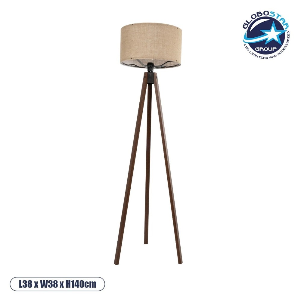 GLOBOSTAR® SAGA 204-0037 Μοντέρνο Επιδαπέδιο Φωτιστικό με Ντουί 1 x E27 AC 220-240V IP20 - Καφέ & Mπεζ - Μ38 x Π38 x Υ140cm